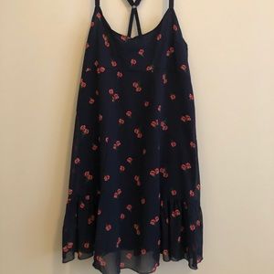 Navy and pink floral dress